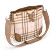 A BURBERRY PINK NOVA CHECK SHOULDER HANDBAG