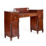 A REGENCY MAHOGANY PEDESTAL SIDEBOARD