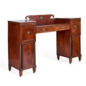 A REGENCY MAHOGANY PEDESTAL SIDEBOARD