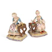 A PAIR OF CONTINENTAL PORCELAIN FIGURES LATE 19TH CENTURY