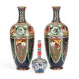 A LARGE PAIR OF CHINESE CLOISONNÉ ENAMEL VASES LATE QING/ REPUBLIC PERIOD
