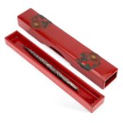A FINE JAPANESE RED LACQUER PEN BOX