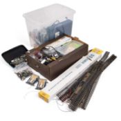 A LARGE COLLECTION OF MODEL RAILWAY TRACK AND ELECTRICS