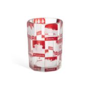 A BOHEMIAN RUBY FLASHED AND ENGRAVED GLASS SPA BEAKER 19TH CENTURY