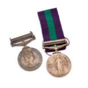 TWO GENERAL SERVICE MEDALS (G.S.M) WITH MALAYA CLASPS