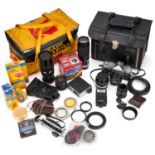 A COLLECTION OF CAMERAS AND PHOTOGRAPHY EQUIPMENT