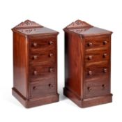 A PAIR OF VICTORIAN MAHOGANY BEDSIDE CHESTS OF DRAWERS