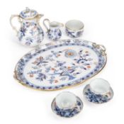 A GILT AND UNDERGLAZE BLUE PORCELAIN CABARET SET 19TH CENTURY
