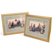 A PAIR OF CHINESE EXPORT MANDARIN PAINTINGS ON RICE PAPER MID-19TH CENTURY