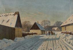 KAI JEPPE DREWS (DANISH 1884-1964) VILLAGE LANDSCAPE IN WINTER