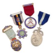 FOUR SILVER MASONIC JEWELS