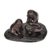 A JAPANESE BRONZE GROUP OF PUPPIES MEIJI PERIOD (1868-1912)