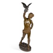 A LARGE FRENCH BRONZE FIGURE AFTER GEORGES BAREAU