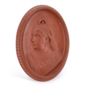 A F & R PRATT & CO. TERRACOTTA OVAL RELIEF PLAQUE OF QUEEN VICTORIA