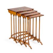 A SET OF FOUR REGENCY STYLE PAINTED ROSEWOOD NESTING TABLES 20TH CENTURY