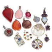 A GROUP OF GEM-SET PENDANTS