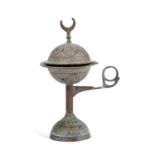 AN ISLAMIC BRASS INCENSE BURNER