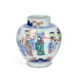 A CHINESE WUCAI PORCELAIN BALUSTER VASE