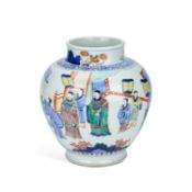 A CHINESE WUCAI PORCELAIN BALUSTER VASE