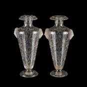 A FINE PAIR OF STOURBRIDGE ENGRAVED GLASS VASES SECOND HALF 19TH CENTURY