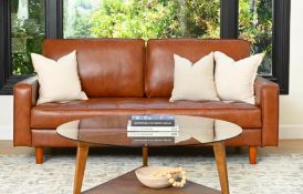 ABBYSON home Holloway mid-century leather sofa, came