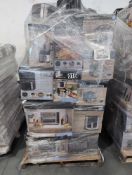 Pallet of Bella small appliances including air fryers, rice cooker, double up oven, customer returns