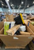 Plastic totes, pillow, storage bins, tile, blinds, food containers, & More