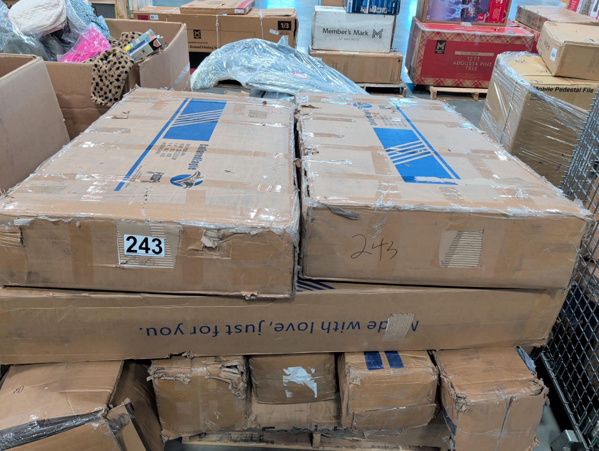 Miscellaneous furniture, collared eagle, multiple mattresses