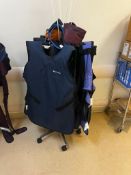 Two rolling carts with various X Ray Protective Equipment