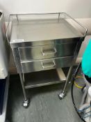 Stainless Steel Two Drawer Rolling Cart w/ Contents