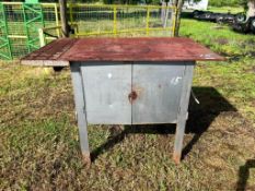 Steel work table with cabinet. 36in D x 58in W x 42in H
