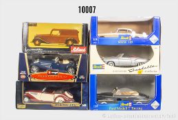 Modellautos, dabei Bburago Mercedes-Benz 500 K Roadster, Schuco Mercedes 170V ...