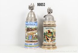 Konv. Preußen 2 Reservistenkrüge Feld-Artillerie-Regiment 9 und 27, Porzellanausf. und ...