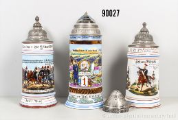 Konv. Bayern 3 Reservistenkrüge, 2 x 3. Feld-Artillerie-Regiment und 1 x 1. ...