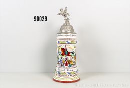 Bayern Reservistenkrug des Reservist Weyher im 2. Ulanen-Regiment Ansbach 1904-1907, ...