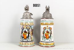 Konv. Preußen 2 Reservistenkrüge Feld-Artillerie-Regiment 11, jeweils Porzellanausf., ...