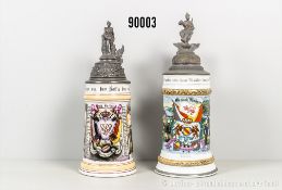 Konv. Baden 2 Reservistenkrüge, jeweils Grenadier-Regiment Nr. 110, Porzellanausf., ...