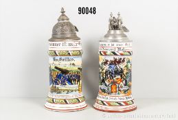 Konv. Preußen 2 Reservistenkrüge Fuß-Artillerie-Regiment 3 und Schießschule Jüterborg ...