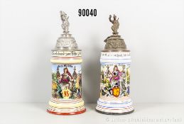 Konv. Preußen 2 Reservistenkrüge, Infanterie-Regiment 97 und 98, jeweils ...