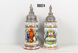 Konv. Bayern 2 Reservistenkrüge im 19. und 21. Infanterie-Regiment, jeweils ...