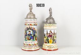 Konv. Preußen 2 Reservistenkrüge, Infanterie-Regiment 67 und 80, jeweils ...