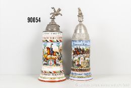 Konv. Preußen 2 Reservistenkrüge Feld-Artillerie-Regiment 10, Porzellanausf., links- ...