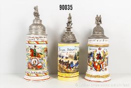 Konv. Hessen-Darmstadt 3 Reservistenkrüge, Garde-Dragoner-Regiment 23, ...