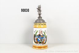 Bayern Reservistenkrug des Ulanen Heil im 2. Ulanen-Regiment Ansbach 1892-1895, ...