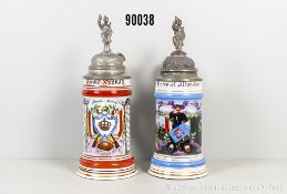 Konv. Preußen 2 Reservistenkrüge, Infanterie-Regiment 53 und 65, jeweils ...