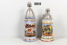 Konv. Baden 2 Reservistenkrüge im Feld-Artillerie-Regiment Nr. 14 Karlsruhe, jeweils ...