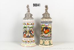 Konv. Preußen 2 Reservistenkrüge, Infanterie-Regiment 99 und 167, Porzellanausf. und ...