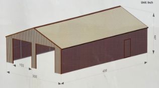 26ft x 42ft Double Garage All Metal Building (New/Unused)