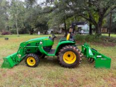 John Deere 3032E with loader and Box Blade