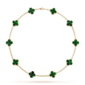 **ON SALE / SOLD** Vintage Alhambra Style Necklace In 18k Yellow Gold With Malachite